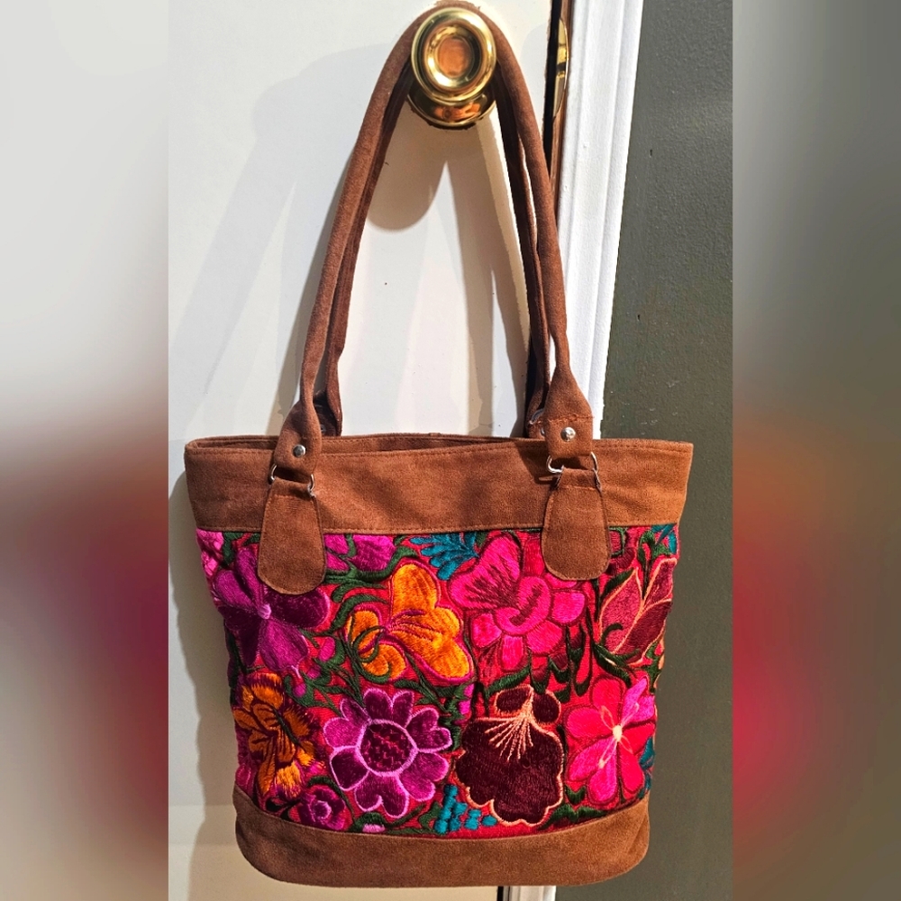 New Suede & Embroidered Artisanal Purse